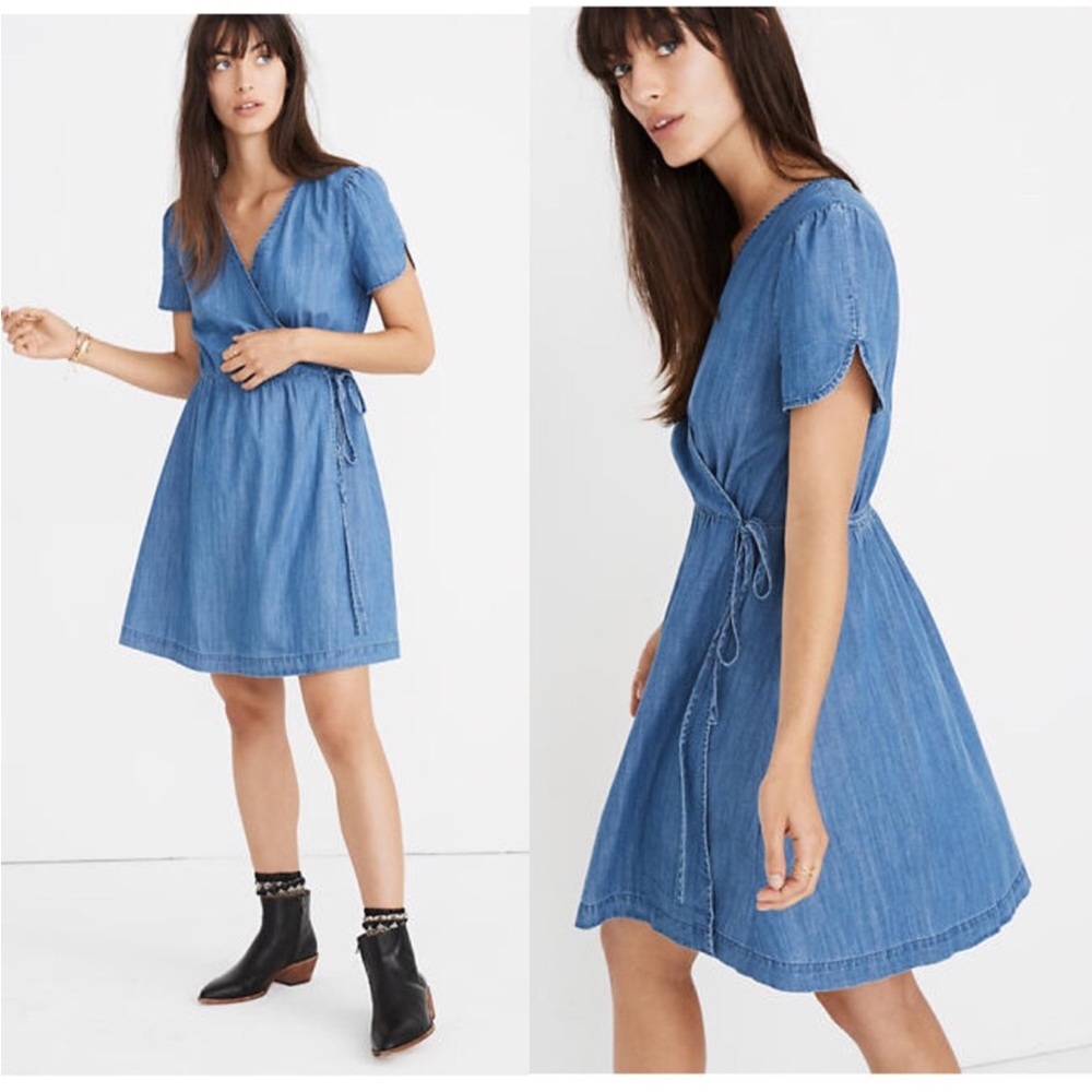 Madewell Denim Wrap Dress, Size Small EUC